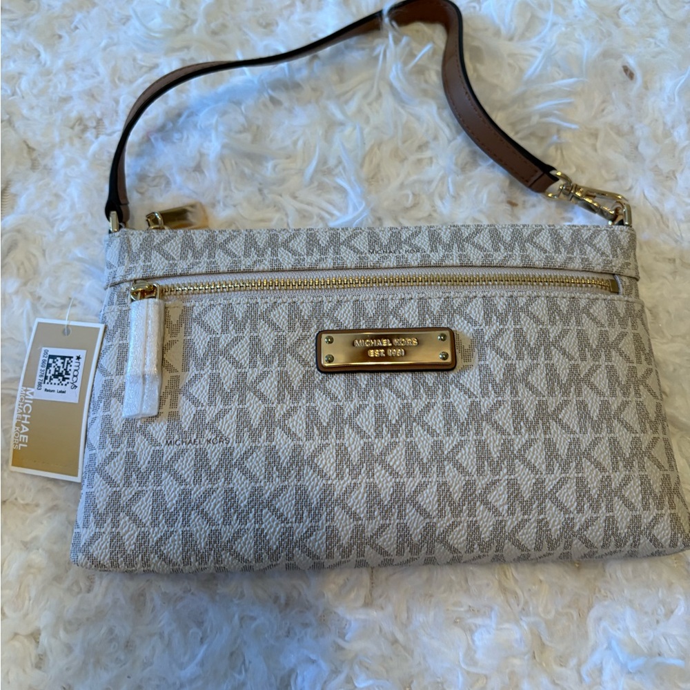 Michael Kors Cream Monogram Wristlet NWT